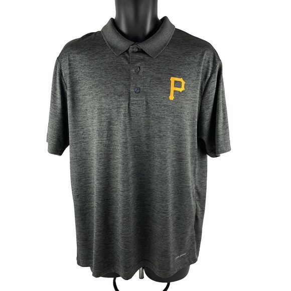 Mens Majestic Pittsburgh Pirates Short Sleeve Polo Shirt Size Large Gray - Picture 7 of 8